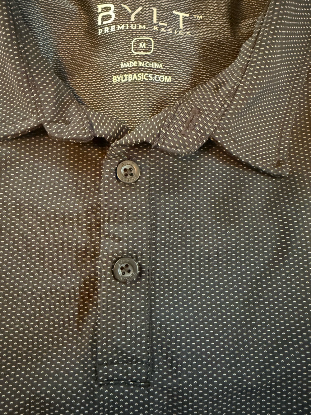 BYLT Basics Black Micro-Pattern Polo sz M - Picture 9 of 10